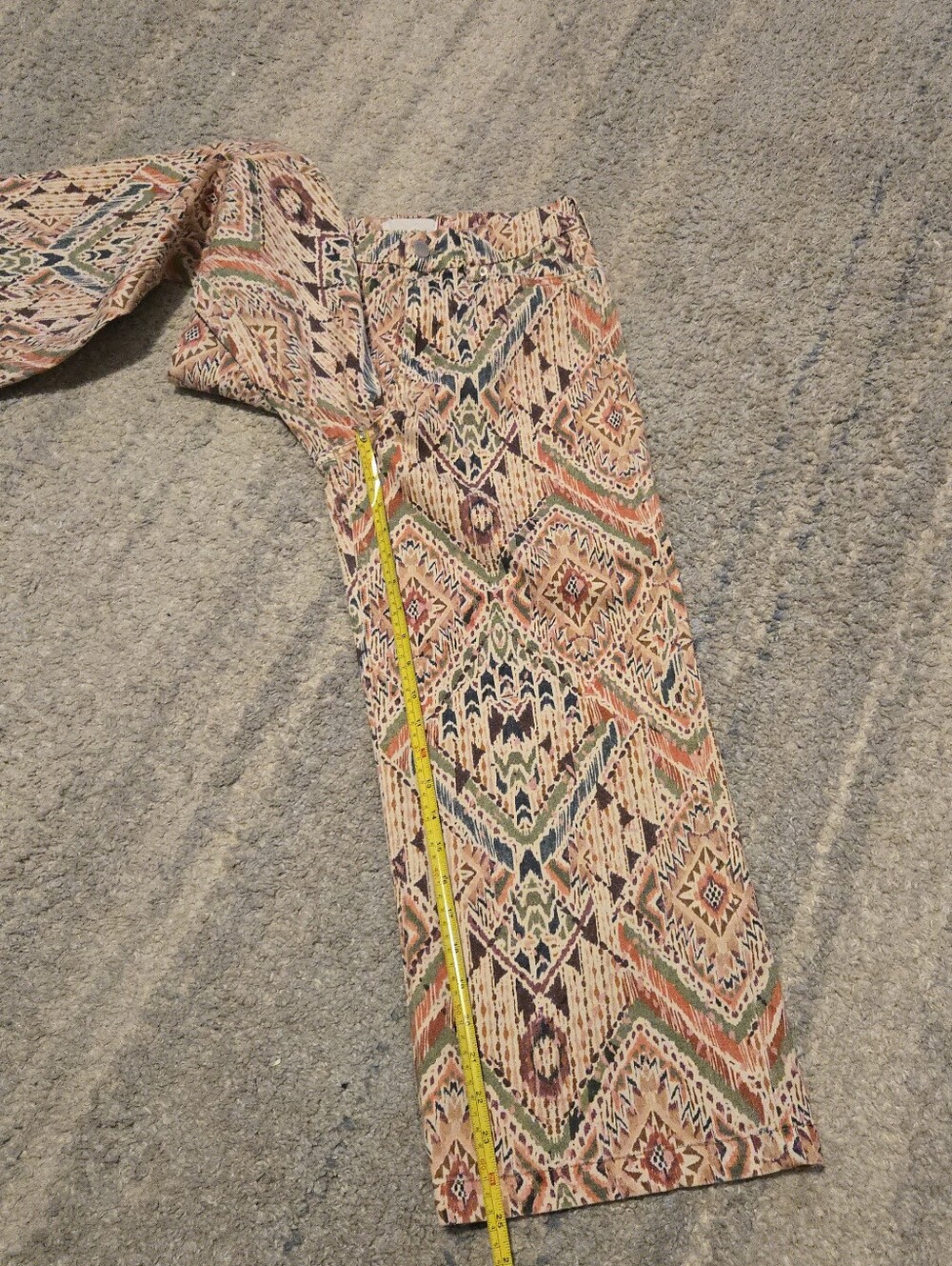 Dear John Audrey Wide Leg Pants Sz 27 Boho Ikat Southwestern Aztec Crop Crop Jea - Picture 5 of 10
